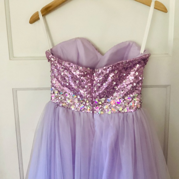 Bailey Bridal Prom Quinceañera Sweetheart Strapless Purple bling tulle ball gown - Picture 8 of 15